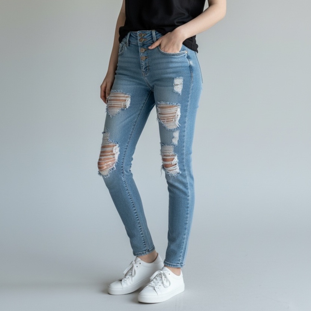 KanCan signature High Rise Ankle Skinny destroyed jeans size 29
